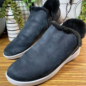 OluKai Black Ankle Booties with White Soles
